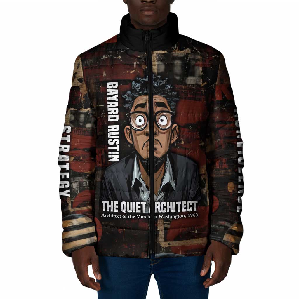 Bayard Rustin Padded Jacket with Quiet Architect Design Strategy and Courage Civil Rights Tribute - Wonder Print Shop