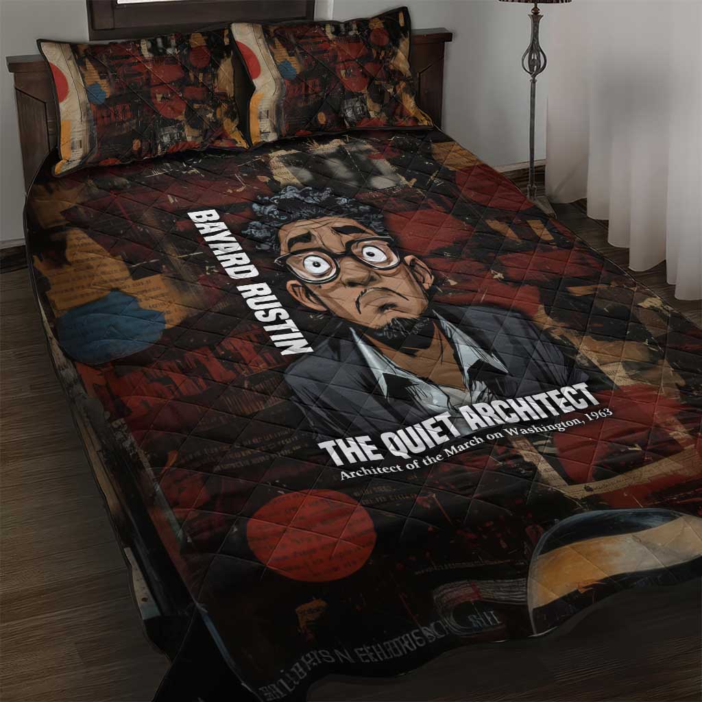 Bayard Rustin Quilt Bed Set with Quiet Architect Design Strategy and Courage Civil Rights Tribute - Wonder Print Shop