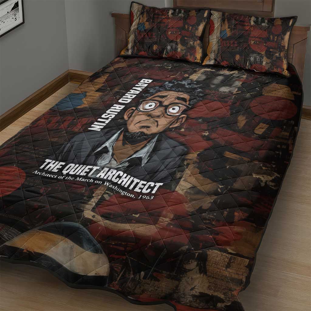 Bayard Rustin Quilt Bed Set with Quiet Architect Design Strategy and Courage Civil Rights Tribute - Wonder Print Shop