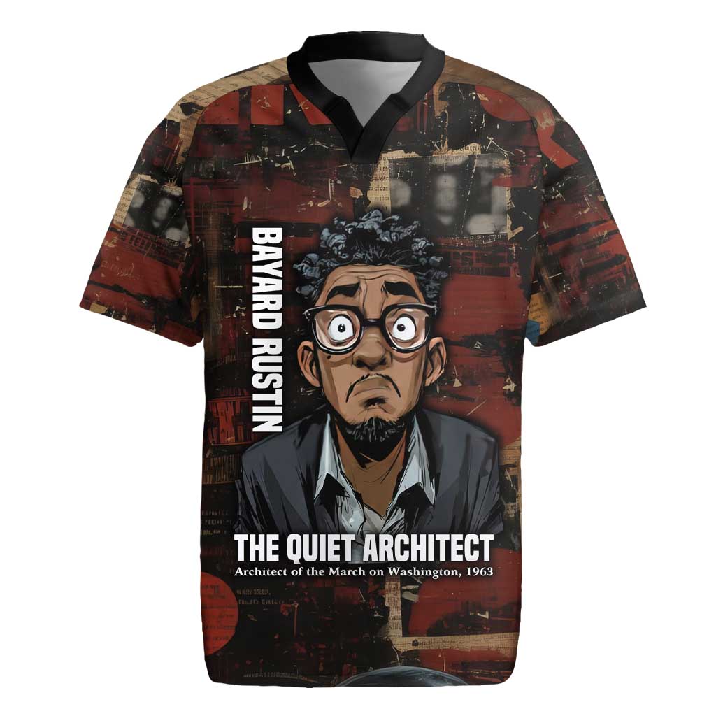 Bayard Rustin Rugby Jersey with Quiet Architect Design Strategy and Courage Civil Rights Tribute - Wonder Print Shop