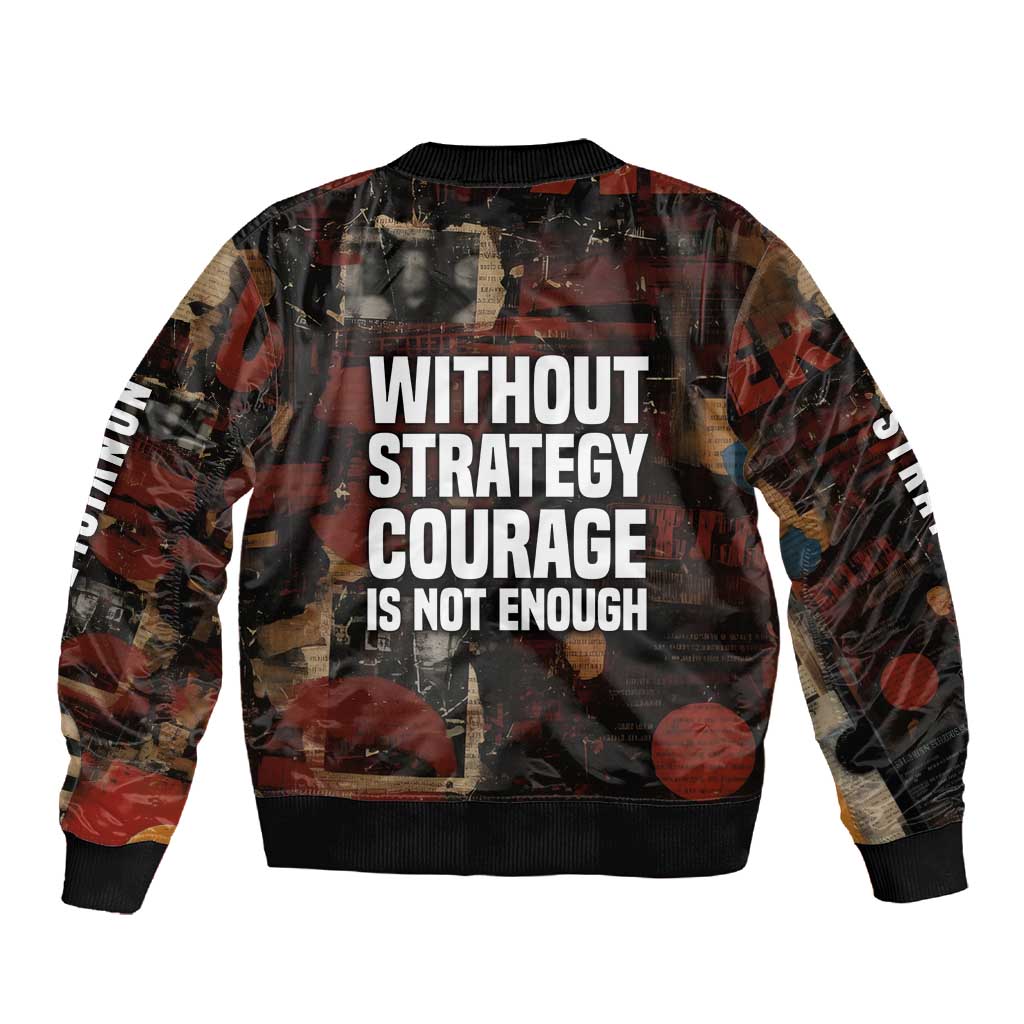 Bayard Rustin Sleeve Zip Bomber Jacket with Quiet Architect Design Strategy and Courage Civil Rights Tribute - Wonder Print Shop