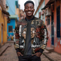 Bayard Rustin Sleeve Zip Bomber Jacket with Quiet Architect Design Strategy and Courage Civil Rights Tribute - Wonder Print Shop