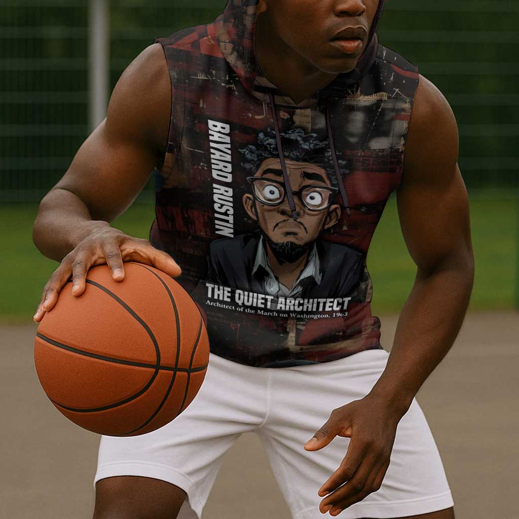 Bayard Rustin Sleeveless Hoodie with Quiet Architect Design Strategy and Courage Civil Rights Tribute - Wonder Print Shop