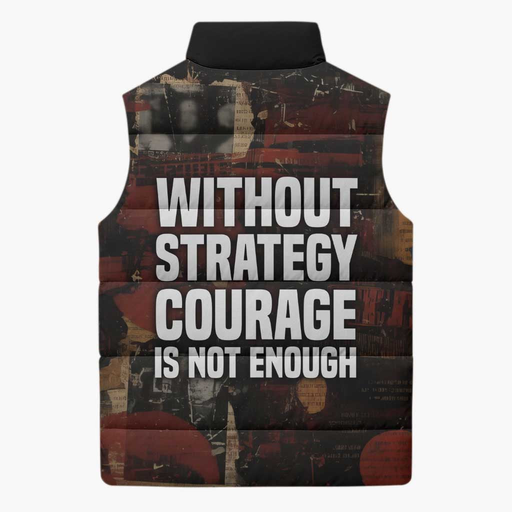 Bayard Rustin Sleeveless Puffer Jacket with Quiet Architect Design Strategy and Courage Civil Rights Tribute - Wonder Print Shop