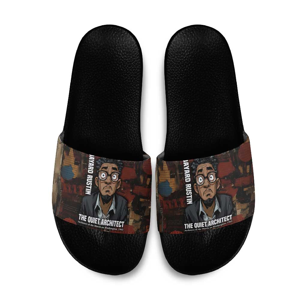 Bayard Rustin Slide Sandals with Quiet Architect Design Strategy and Courage Civil Rights Tribute - Wonder Print Shop