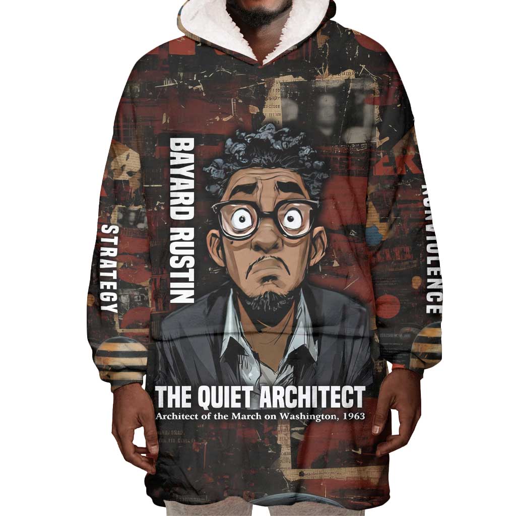Bayard Rustin Wearable Blanket Hoodie with Quiet Architect Design Strategy and Courage Civil Rights Tribute - Wonder Print Shop