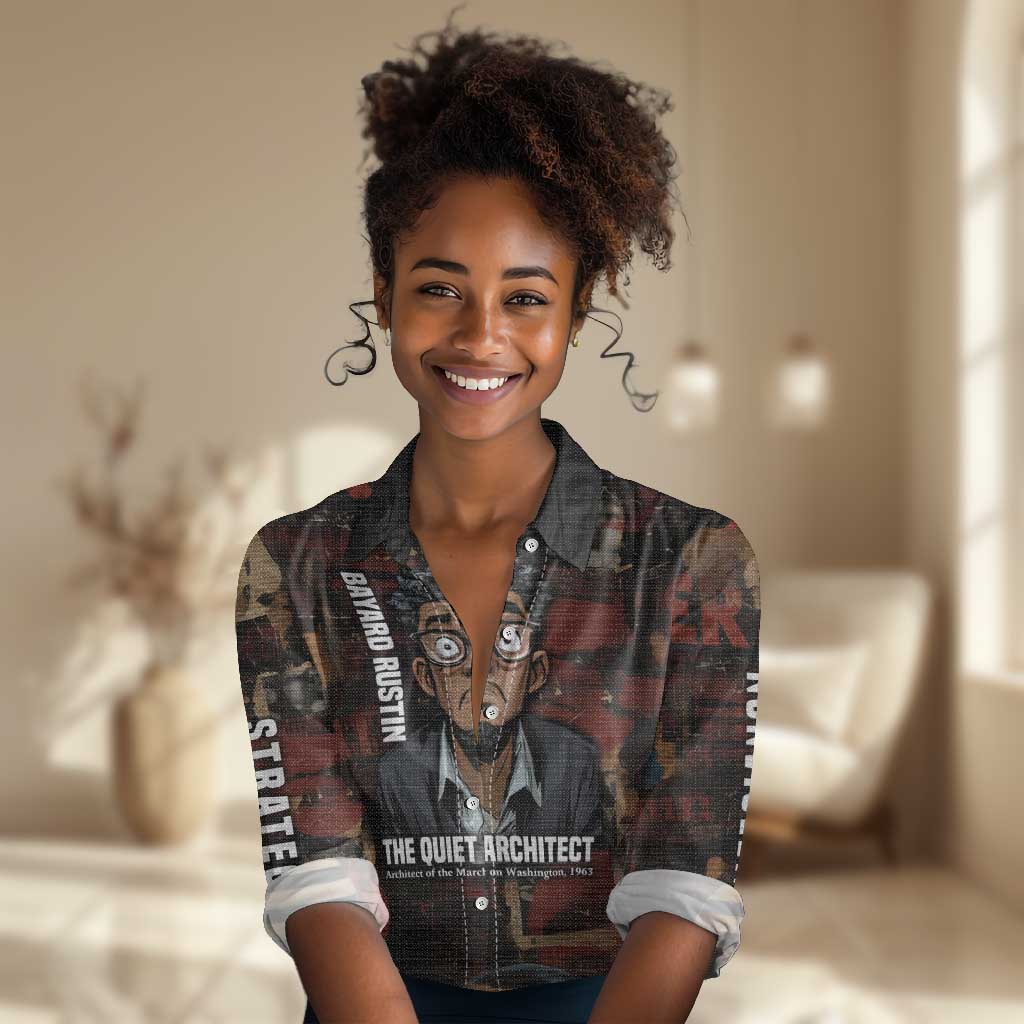 Bayard Rustin Women Casual Shirt with Quiet Architect Design Strategy and Courage Civil Rights Tribute - Wonder Print Shop