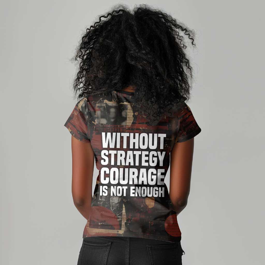 Bayard Rustin Women V-Neck T-Shirt with Quiet Architect Design Strategy and Courage Civil Rights Tribute - Wonder Print Shop