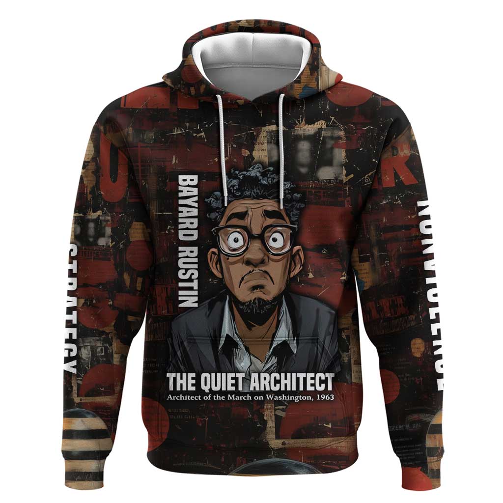 Bayard Rustin Zip Hoodie with Quiet Architect Design Strategy and Courage Civil Rights Tribute - Wonder Print Shop