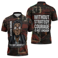 Bayard Rustin Zipper Polo Shirt with Quiet Architect Design Strategy and Courage Civil Rights Tribute - Wonder Print Shop