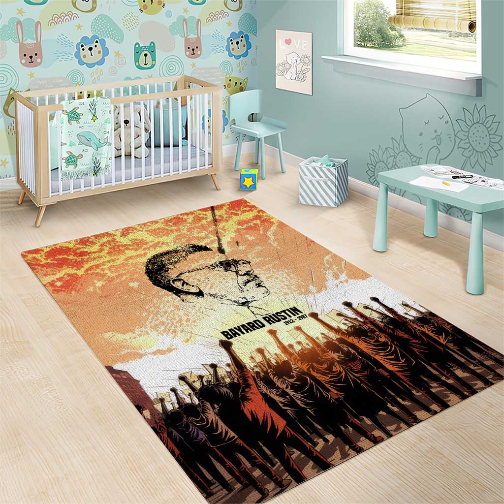 Bayard Rustin Area Rug with Radical Nonviolence Design Protest Crowd and Courage Civil Rights Tribute - Wonder Print Shop