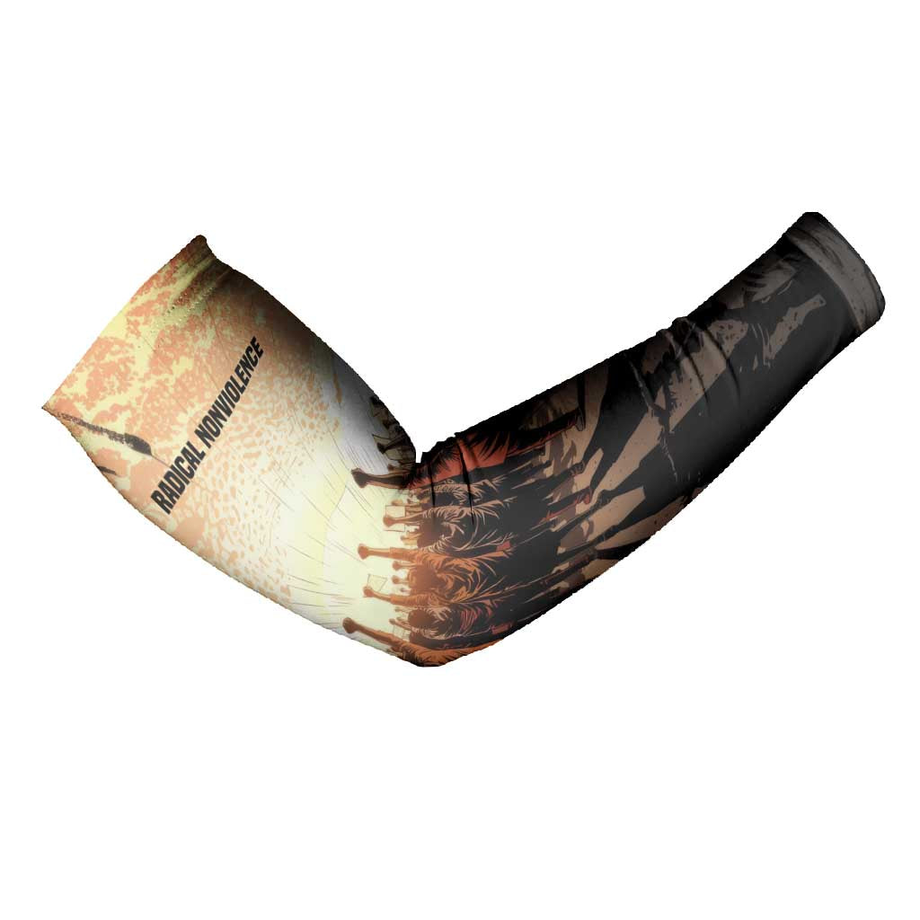 Bayard Rustin Arm Sleeves with Radical Nonviolence Design Protest Crowd and Courage Civil Rights Tribute - Wonder Print Shop