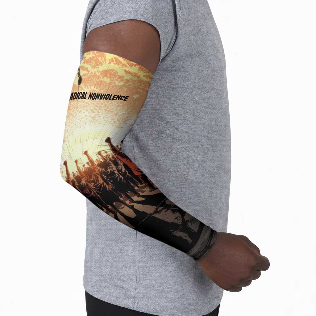 Bayard Rustin Arm Sleeves with Radical Nonviolence Design Protest Crowd and Courage Civil Rights Tribute - Wonder Print Shop