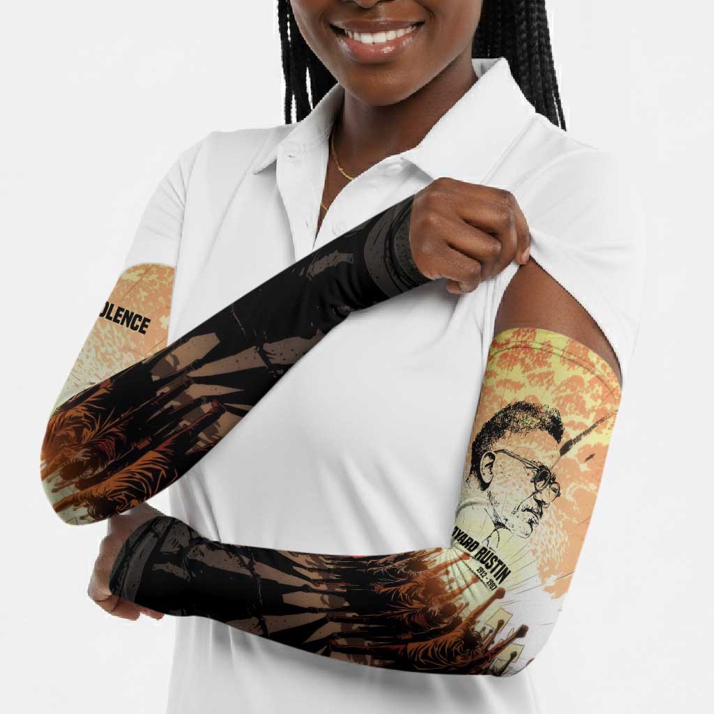 Bayard Rustin Arm Sleeves with Radical Nonviolence Design Protest Crowd and Courage Civil Rights Tribute - Wonder Print Shop