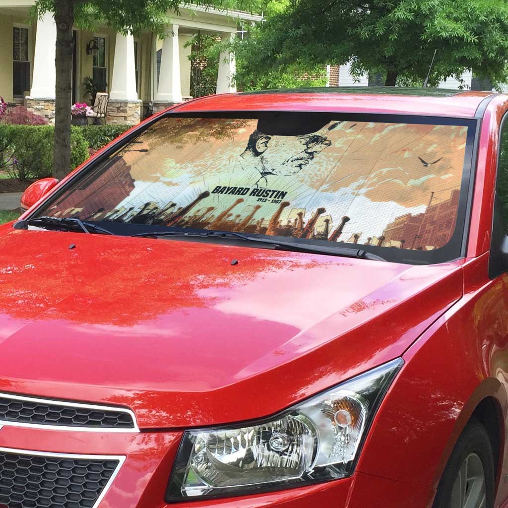 Bayard Rustin Auto Sun Shade with Radical Nonviolence Design Protest Crowd and Courage Civil Rights Tribute - Wonder Print Shop