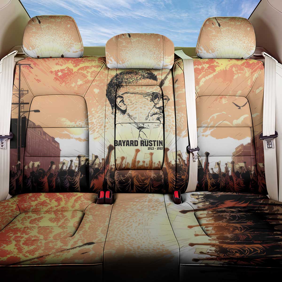 Bayard Rustin Back Car Seat Cover with Radical Nonviolence Design Protest Crowd and Courage Civil Rights Tribute - Wonder Print Shop