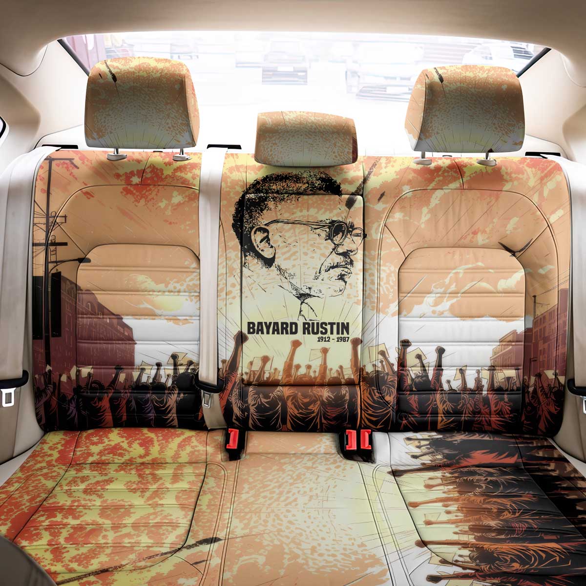 Bayard Rustin Back Car Seat Cover with Radical Nonviolence Design Protest Crowd and Courage Civil Rights Tribute - Wonder Print Shop