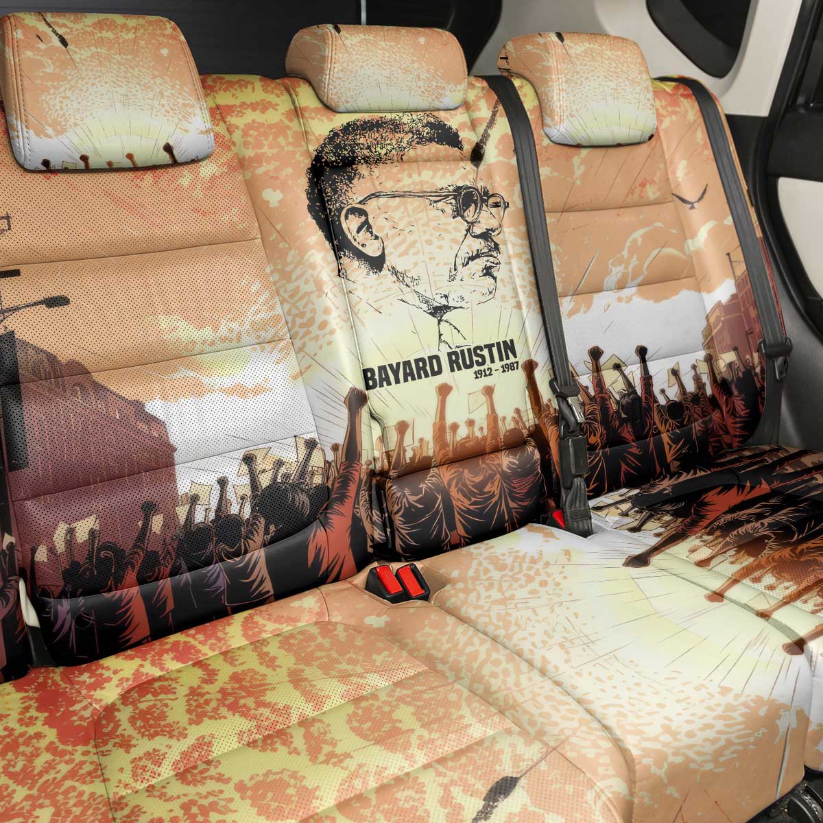 Bayard Rustin Back Car Seat Cover with Radical Nonviolence Design Protest Crowd and Courage Civil Rights Tribute - Wonder Print Shop