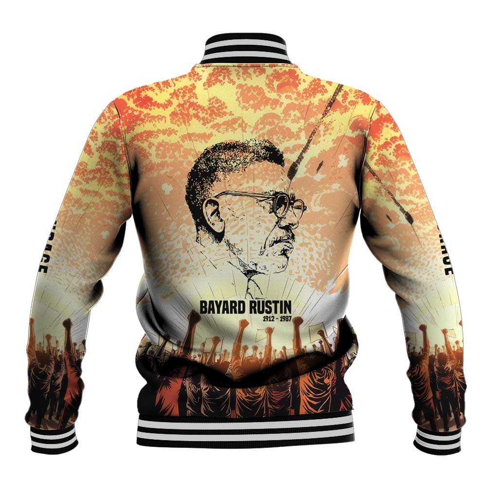 Bayard Rustin Baseball Jacket with Radical Nonviolence Design Protest Crowd and Courage Civil Rights Tribute - Wonder Print Shop