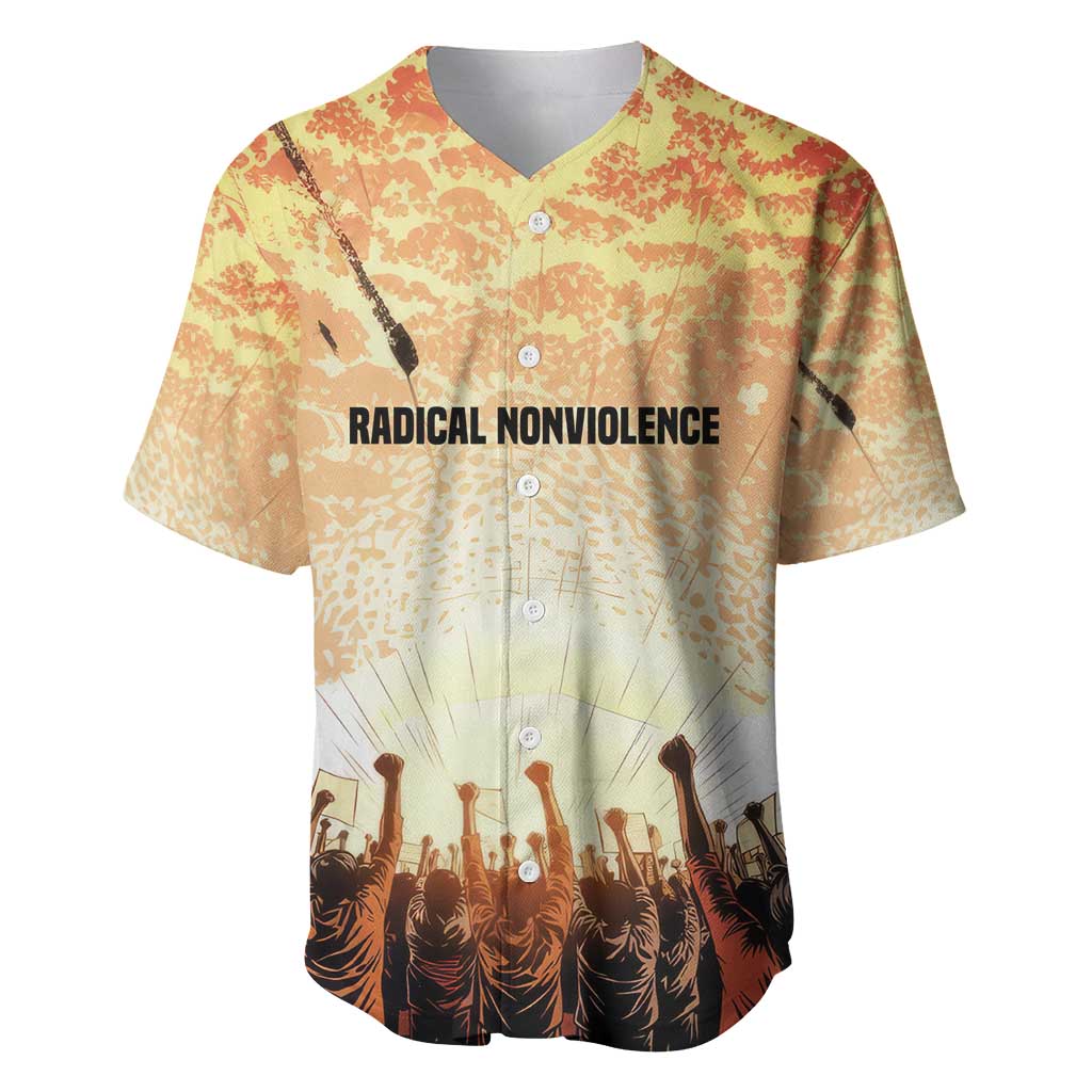 Bayard Rustin Baseball Jersey with Radical Nonviolence Design Protest Crowd and Courage Civil Rights Tribute - Wonder Print Shop
