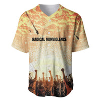 Bayard Rustin Baseball Jersey with Radical Nonviolence Design Protest Crowd and Courage Civil Rights Tribute - Wonder Print Shop
