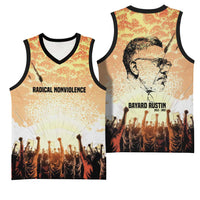 Bayard Rustin Basketball Jersey with Radical Nonviolence Design Protest Crowd and Courage Civil Rights Tribute - Wonder Print Shop