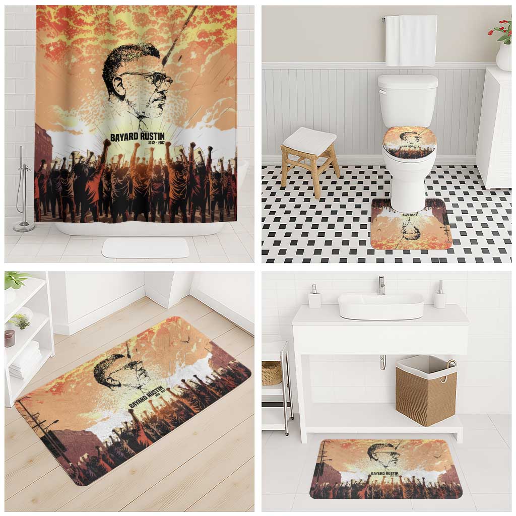 Bayard Rustin Bathroom Set with Radical Nonviolence Design Protest Crowd and Courage Civil Rights Tribute - Wonder Print Shop