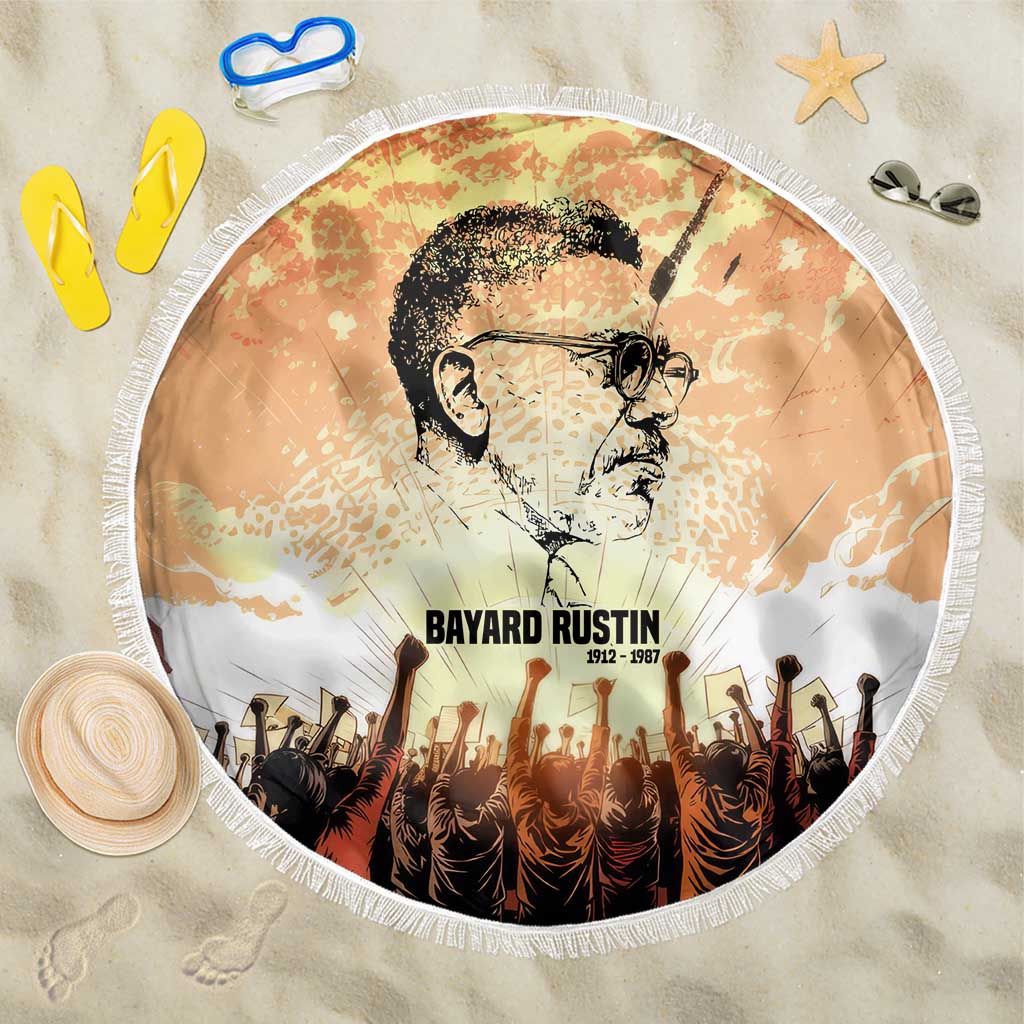 Bayard Rustin Beach Blanket with Radical Nonviolence Design Protest Crowd and Courage Civil Rights Tribute - Wonder Print Shop
