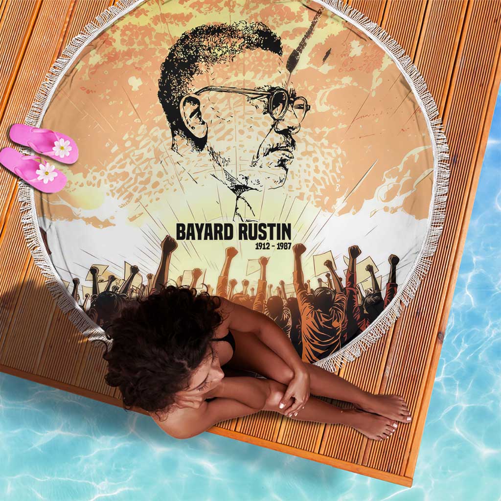 Bayard Rustin Beach Blanket with Radical Nonviolence Design Protest Crowd and Courage Civil Rights Tribute - Wonder Print Shop