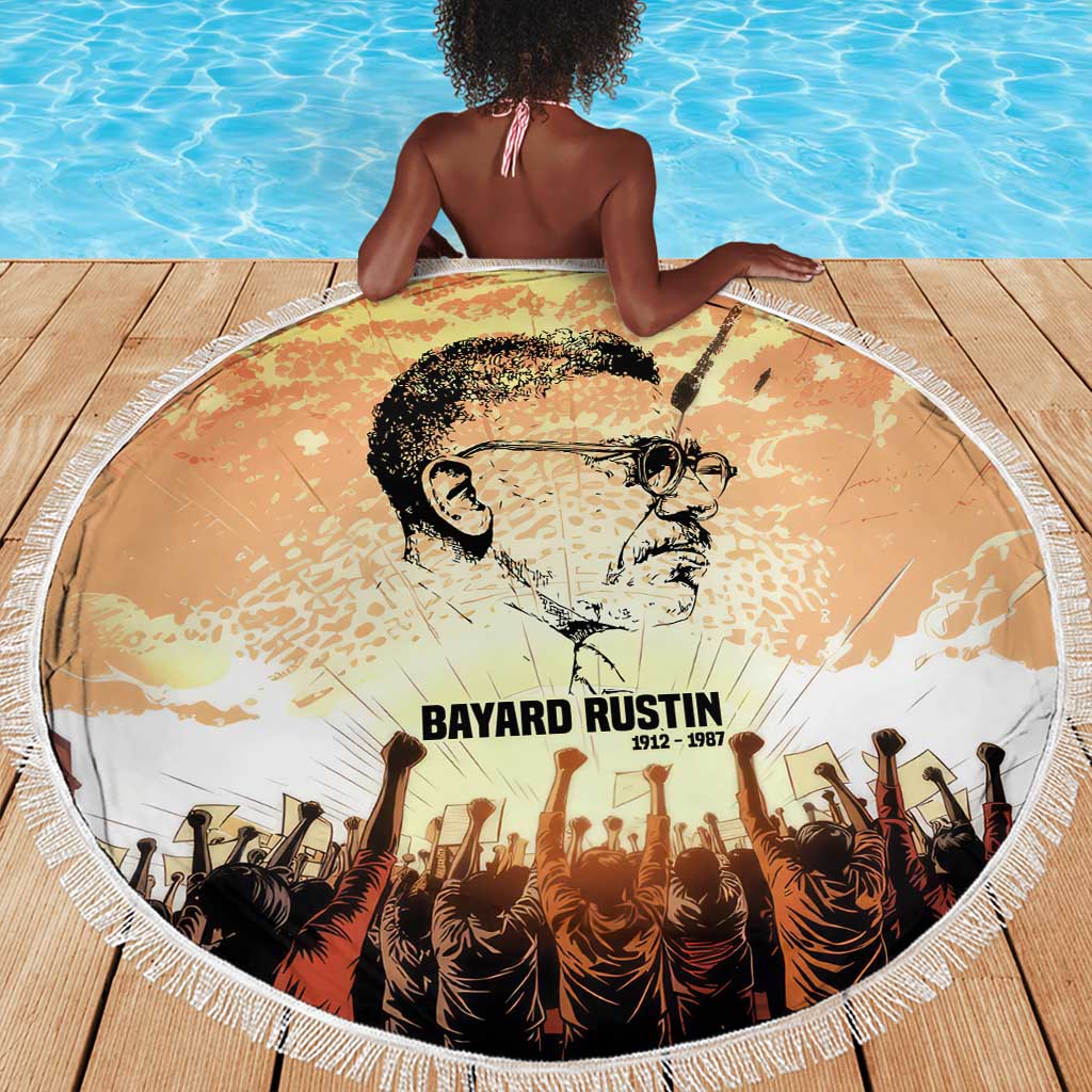 Bayard Rustin Beach Blanket with Radical Nonviolence Design Protest Crowd and Courage Civil Rights Tribute - Wonder Print Shop