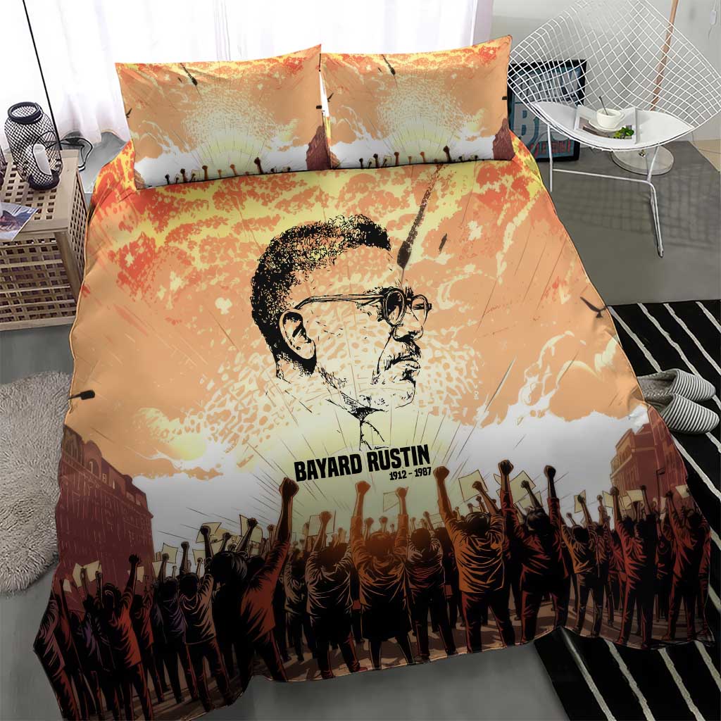 Bayard Rustin Bedding Set with Radical Nonviolence Design Protest Crowd and Courage Civil Rights Tribute - Wonder Print Shop