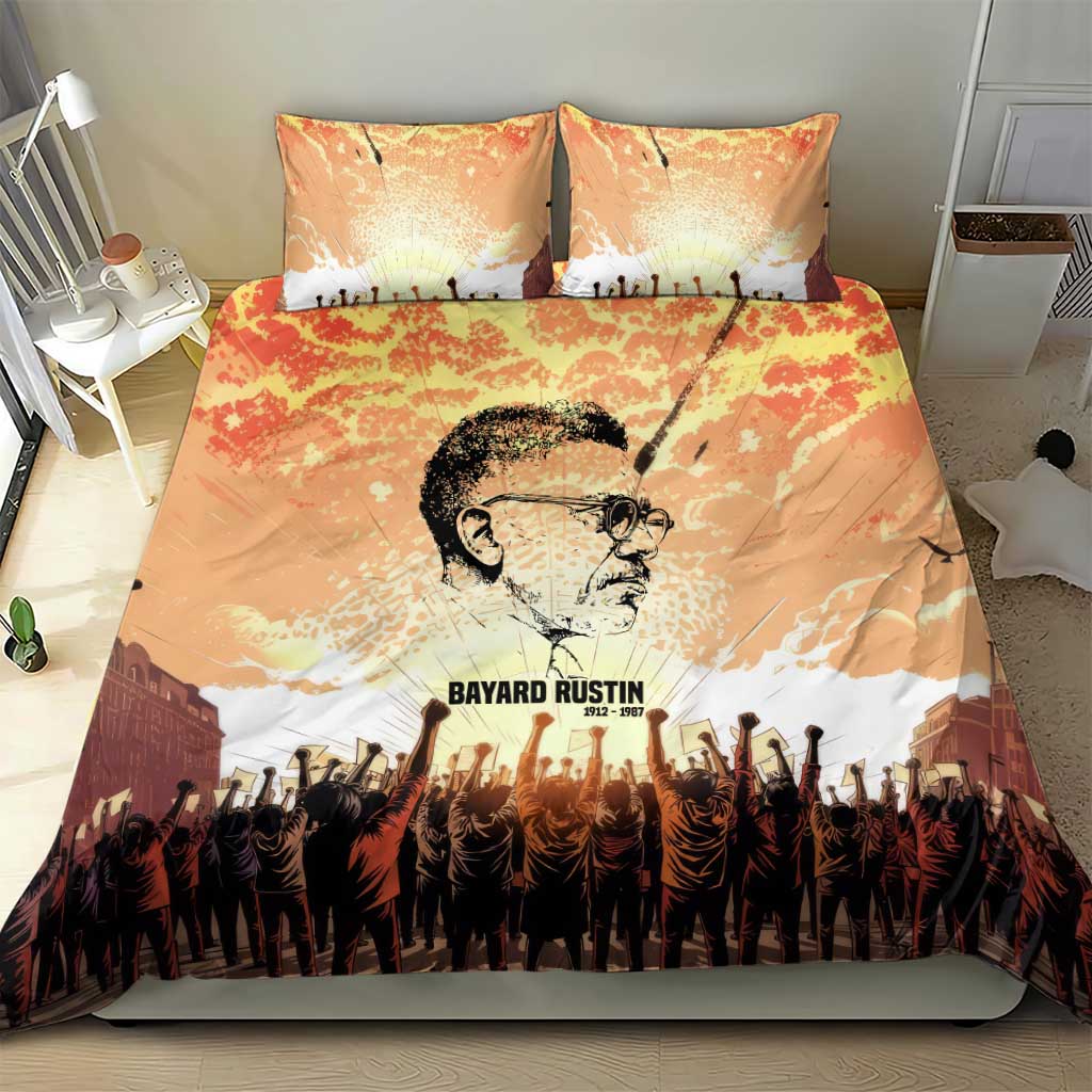 Bayard Rustin Bedding Set with Radical Nonviolence Design Protest Crowd and Courage Civil Rights Tribute - Wonder Print Shop