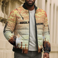 Bayard Rustin Bomber Puffer Jacket with Radical Nonviolence Design Protest Crowd and Courage Civil Rights Tribute - Wonder Print Shop