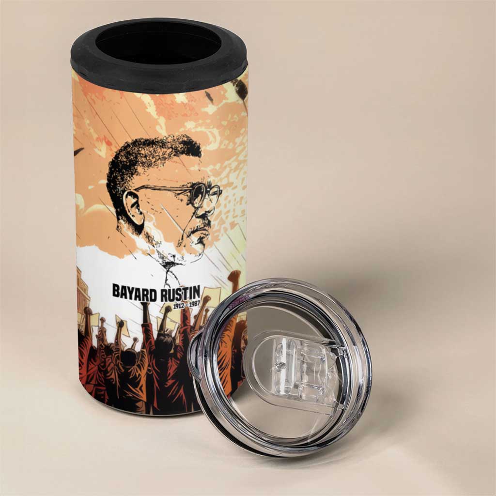 Bayard Rustin 4 in 1 Can Cooler Tumbler with Radical Nonviolence Design Protest Crowd and Courage Civil Rights Tribute - Wonder Print Shop