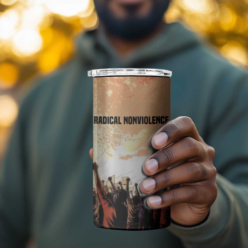 Bayard Rustin 4 in 1 Can Cooler Tumbler with Radical Nonviolence Design Protest Crowd and Courage Civil Rights Tribute - Wonder Print Shop