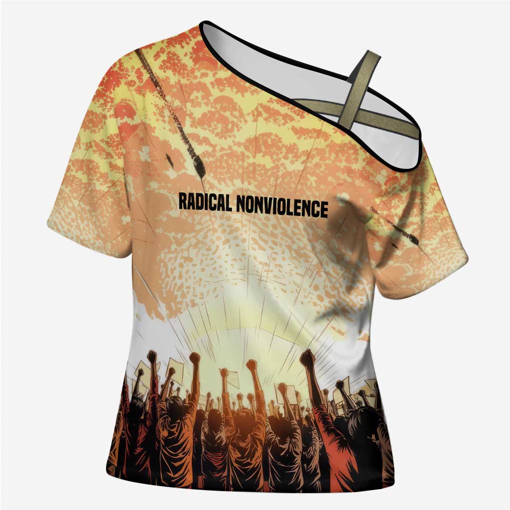 Bayard Rustin Cross Shoulder Shirt with Radical Nonviolence Design Protest Crowd and Courage Civil Rights Tribute - Wonder Print Shop