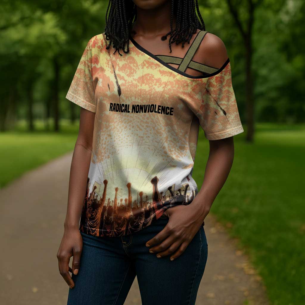 Bayard Rustin Cross Shoulder Shirt with Radical Nonviolence Design Protest Crowd and Courage Civil Rights Tribute - Wonder Print Shop