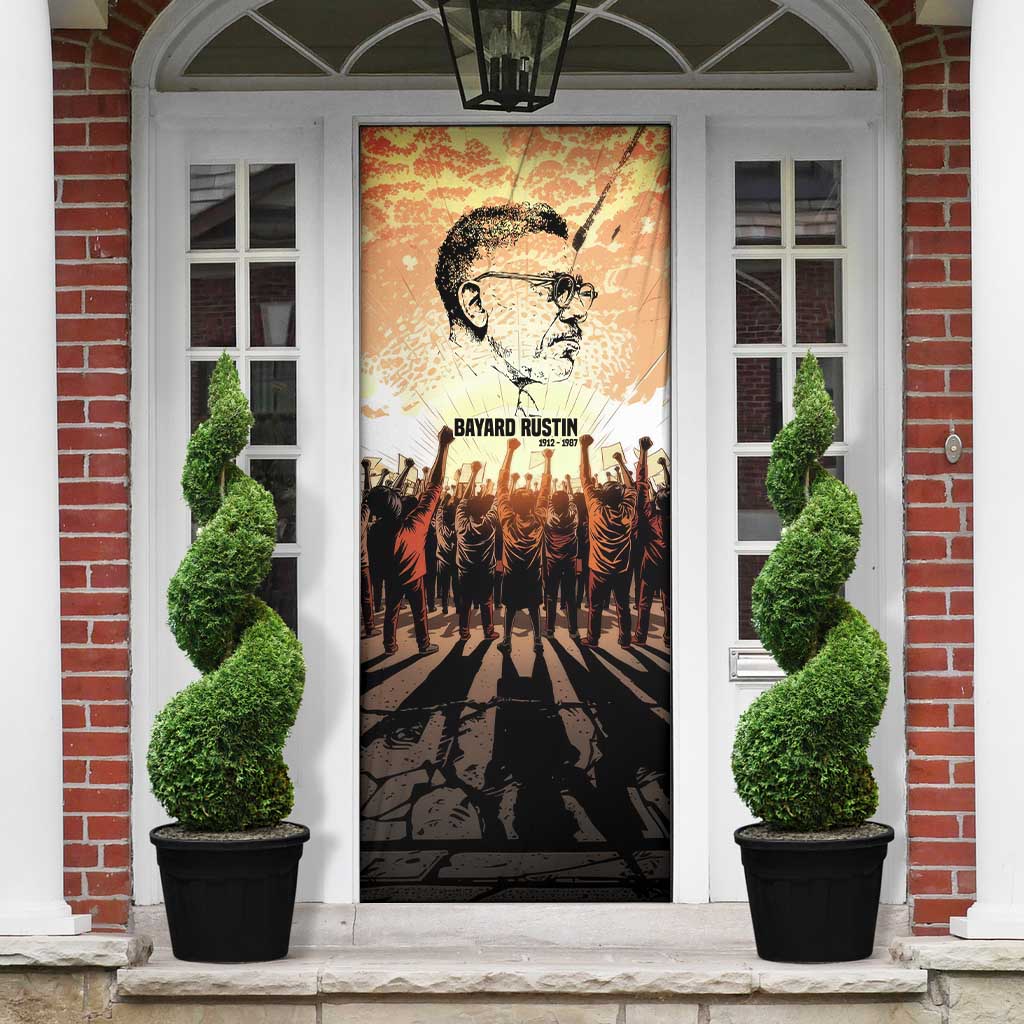 Bayard Rustin Door Cover with Radical Nonviolence Design Protest Crowd and Courage Civil Rights Tribute - Wonder Print Shop