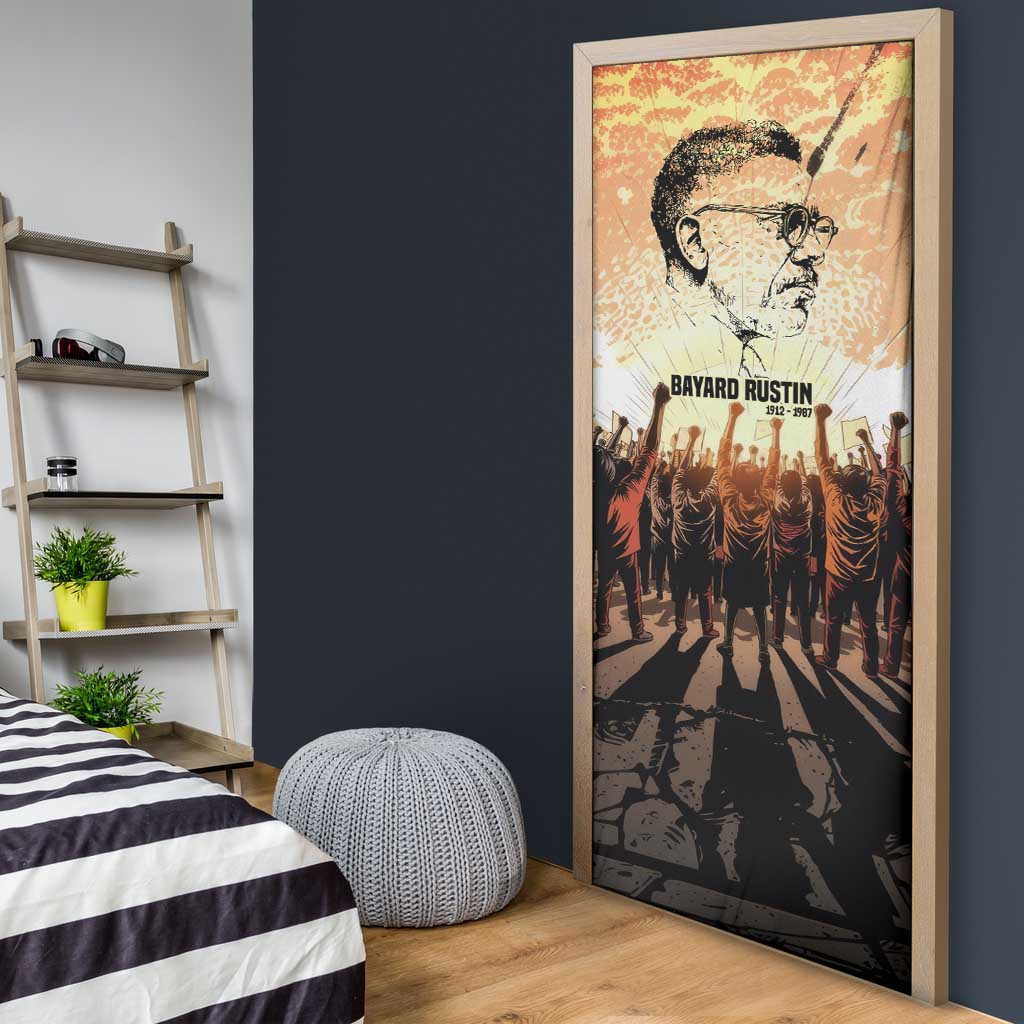 Bayard Rustin Door Cover with Radical Nonviolence Design Protest Crowd and Courage Civil Rights Tribute - Wonder Print Shop