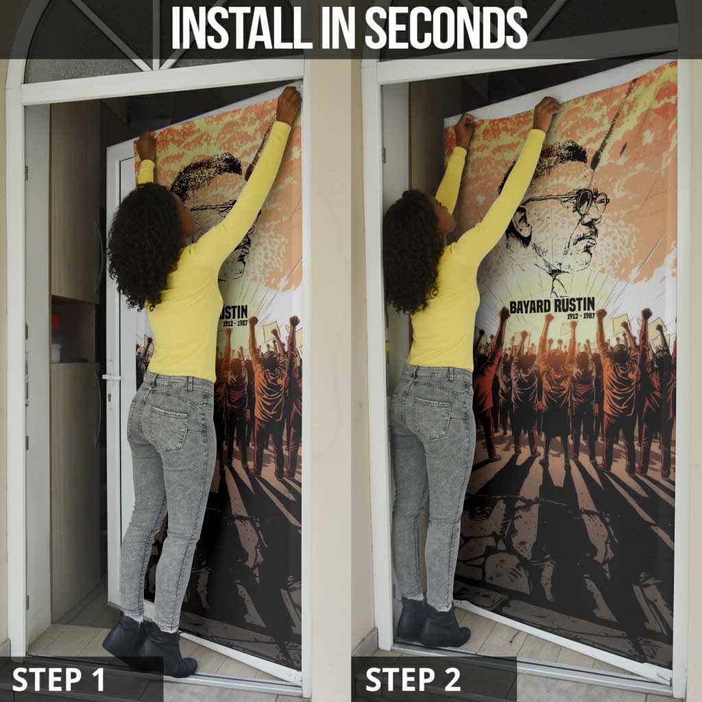 Bayard Rustin Door Cover with Radical Nonviolence Design Protest Crowd and Courage Civil Rights Tribute - Wonder Print Shop