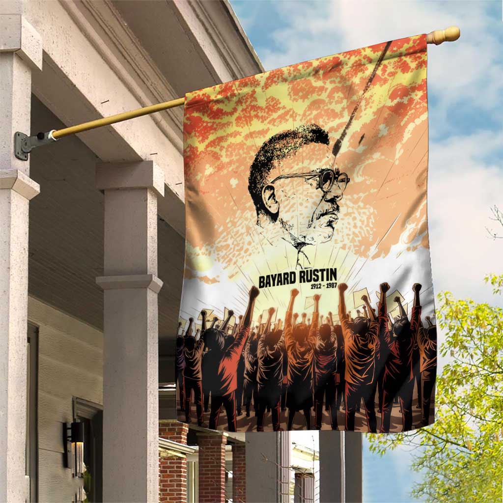 Bayard Rustin Garden Flag with Radical Nonviolence Design Protest Crowd and Courage Civil Rights Tribute - Wonder Print Shop