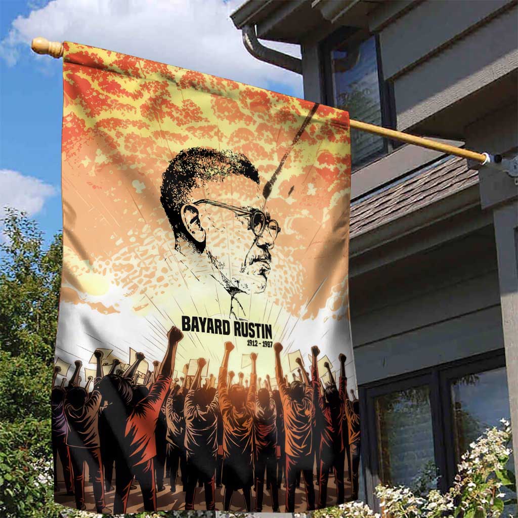 Bayard Rustin Garden Flag with Radical Nonviolence Design Protest Crowd and Courage Civil Rights Tribute - Wonder Print Shop
