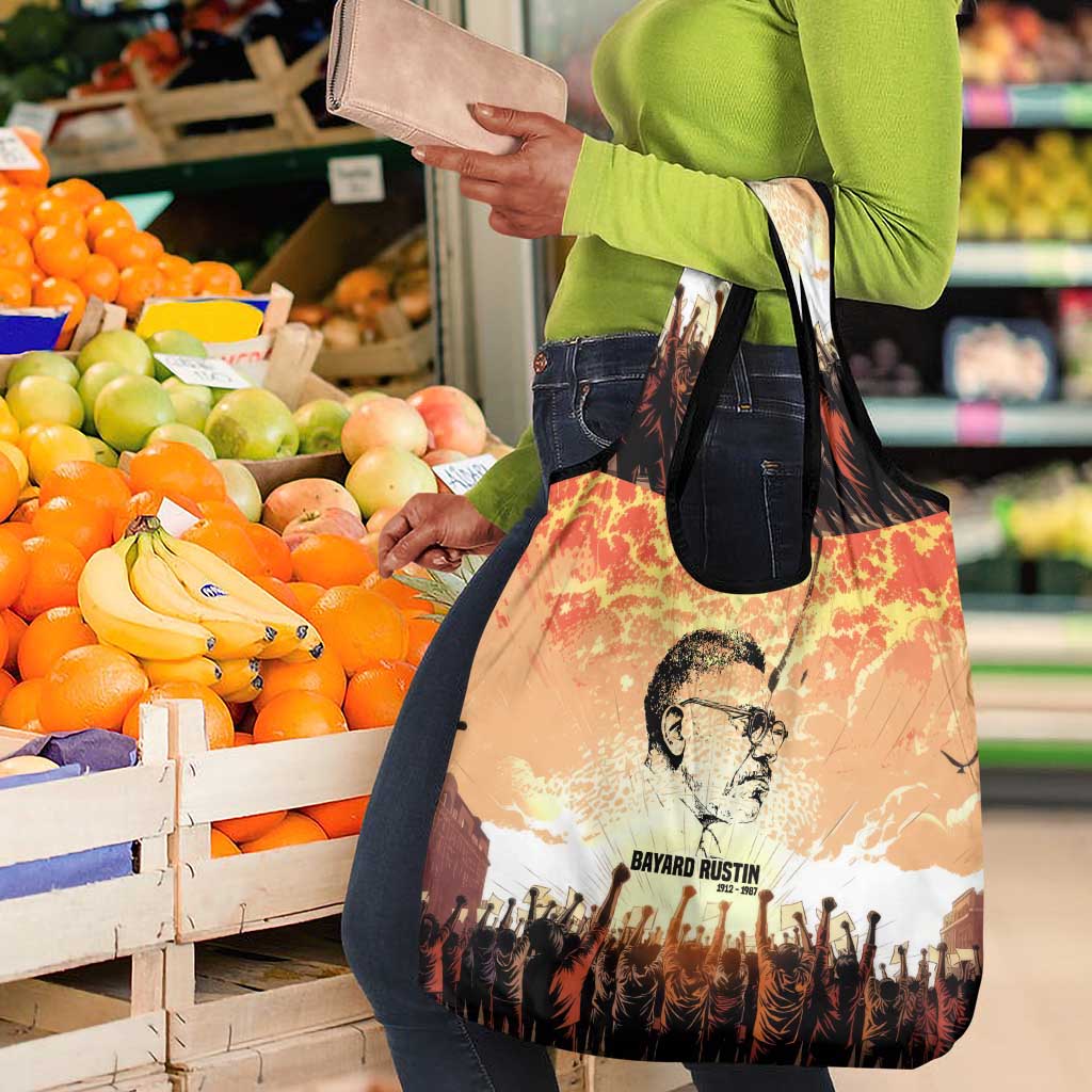 Bayard Rustin Grocery Bag with Radical Nonviolence Design Protest Crowd and Courage Civil Rights Tribute - Wonder Print Shop