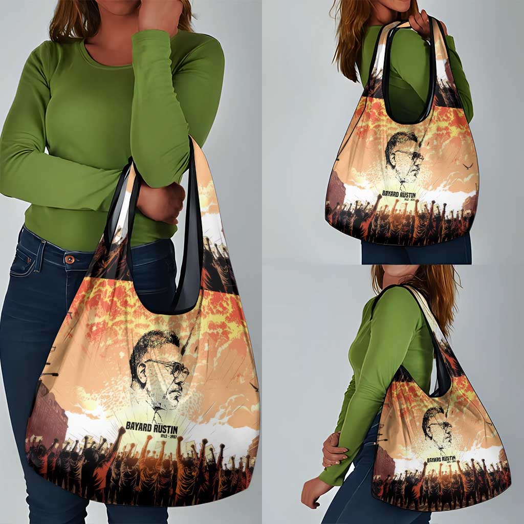 Bayard Rustin Grocery Bag with Radical Nonviolence Design Protest Crowd and Courage Civil Rights Tribute - Wonder Print Shop
