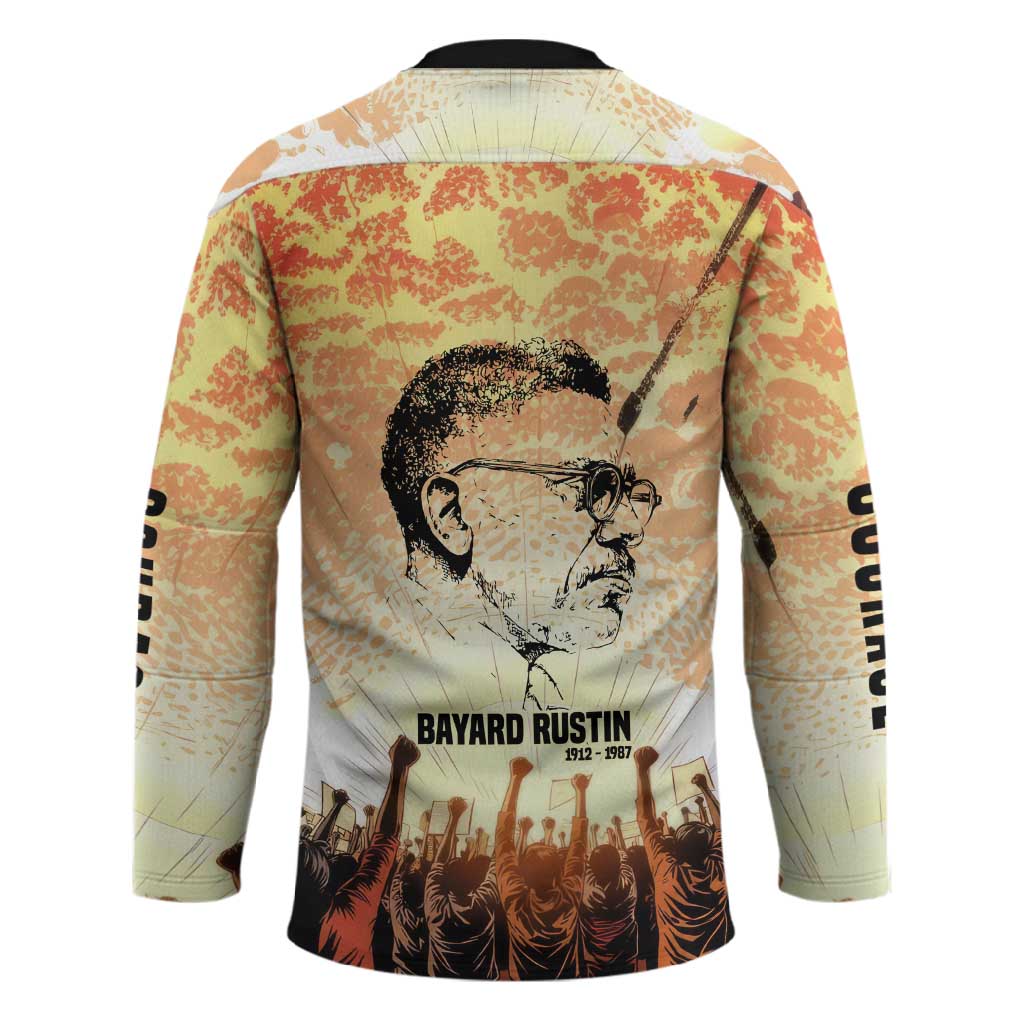 Bayard Rustin Hockey Jersey with Radical Nonviolence Design Protest Crowd and Courage Civil Rights Tribute - undefined