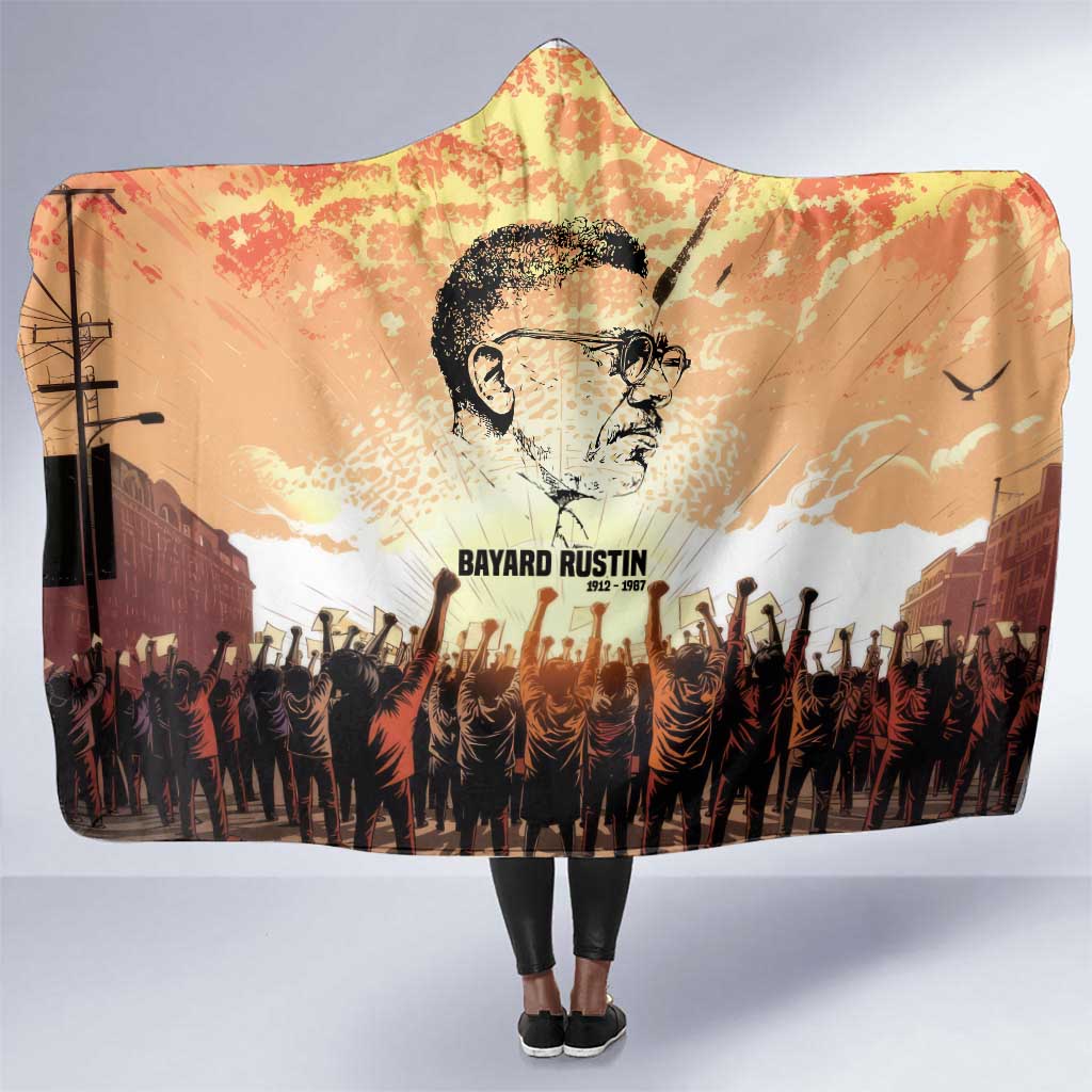 Bayard Rustin Hooded Blanket with Radical Nonviolence Design Protest Crowd and Courage Civil Rights Tribute - Wonder Print Shop