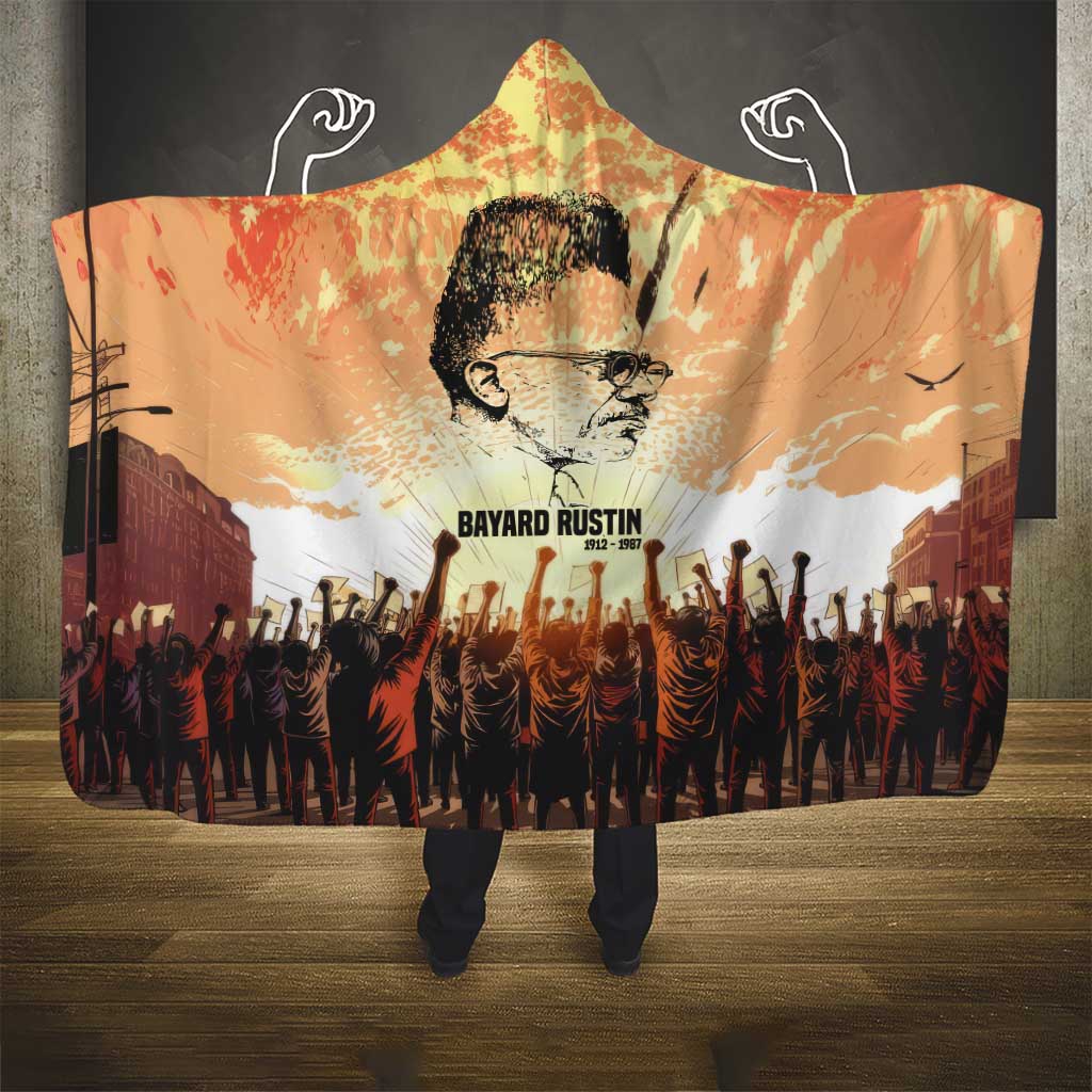 Bayard Rustin Hooded Blanket with Radical Nonviolence Design Protest Crowd and Courage Civil Rights Tribute - Wonder Print Shop