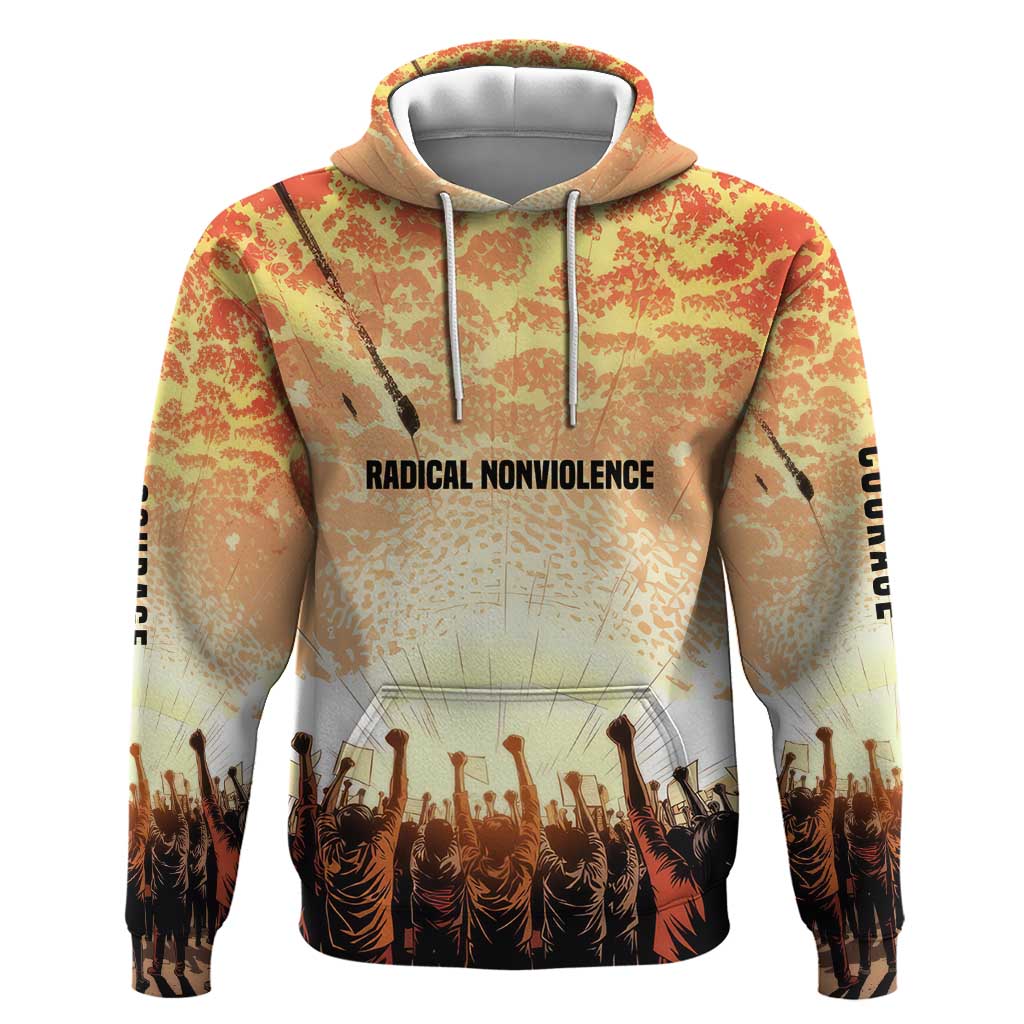 Bayard Rustin Hoodie with Radical Nonviolence Design Protest Crowd and Courage Civil Rights Tribute - Wonder Print Shop