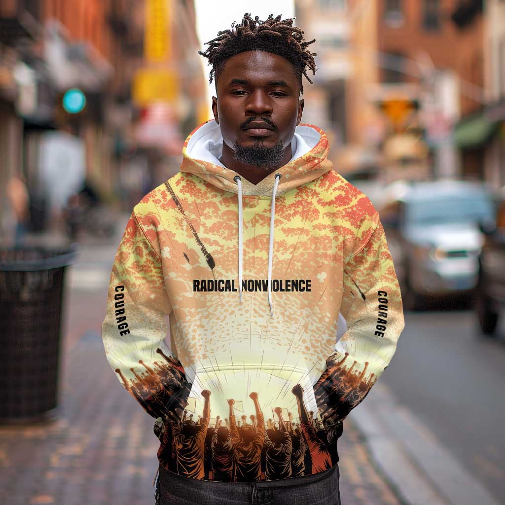 Bayard Rustin Hoodie with Radical Nonviolence Design Protest Crowd and Courage Civil Rights Tribute - Wonder Print Shop