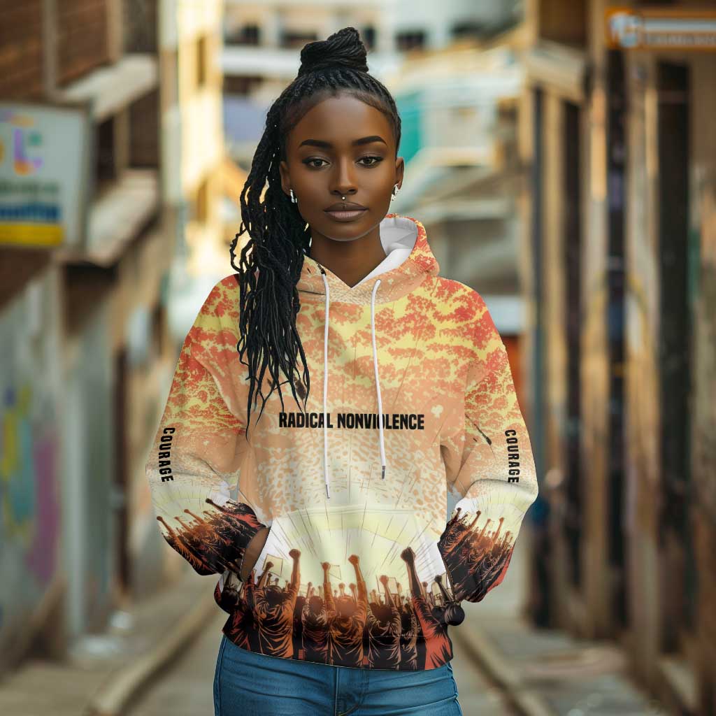 Bayard Rustin Hoodie with Radical Nonviolence Design Protest Crowd and Courage Civil Rights Tribute - Wonder Print Shop